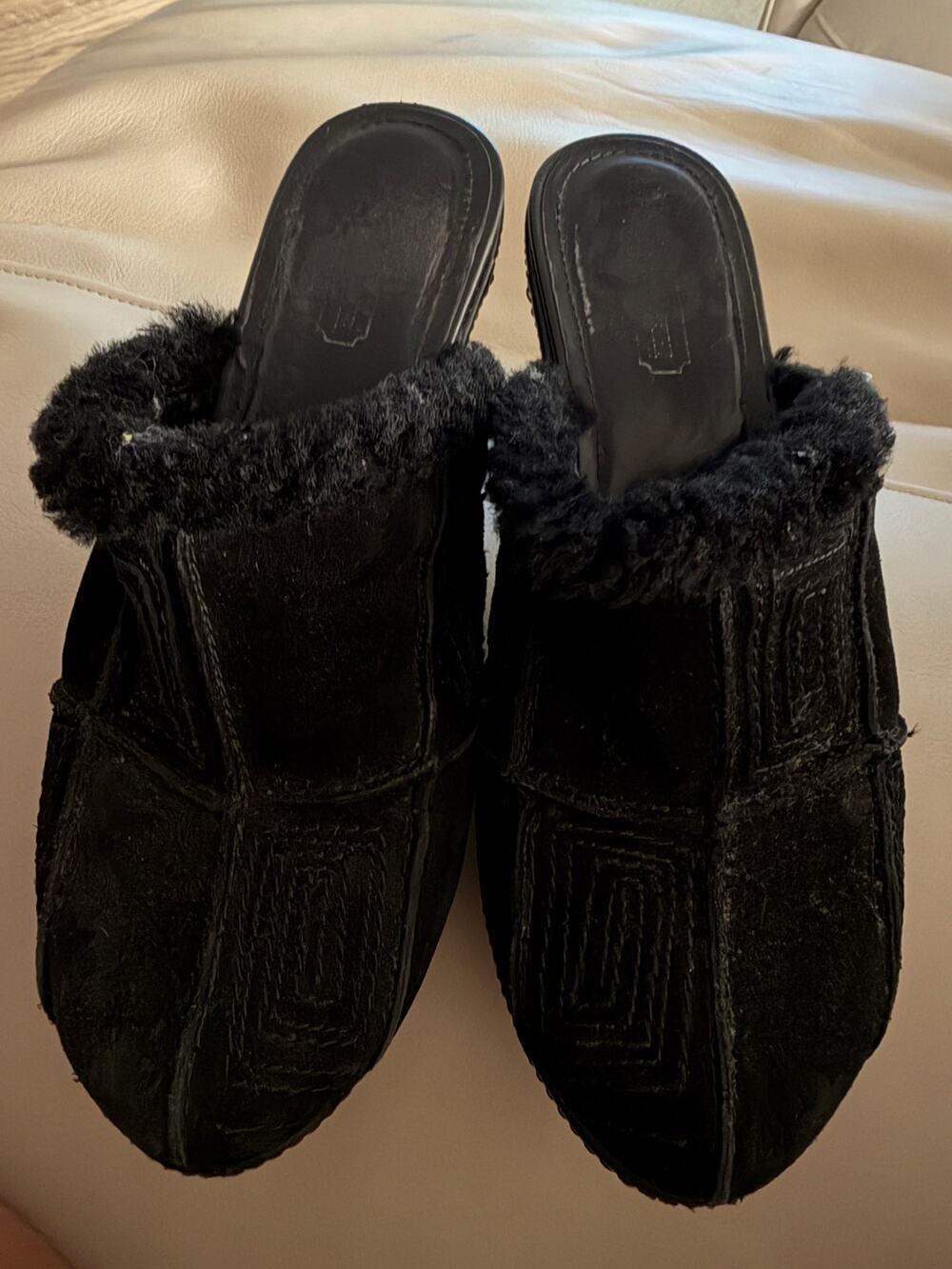 Coach Aubrey Women’s 7.5 Black Suede Shearling Lined Mule Clogs Y2K